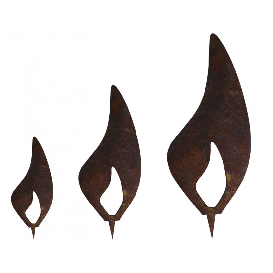 Edelrost Flamme 3er Set - Rost Flammen je 1 x 10 cm, 1 x 15 cm, 1 x 20 cm 