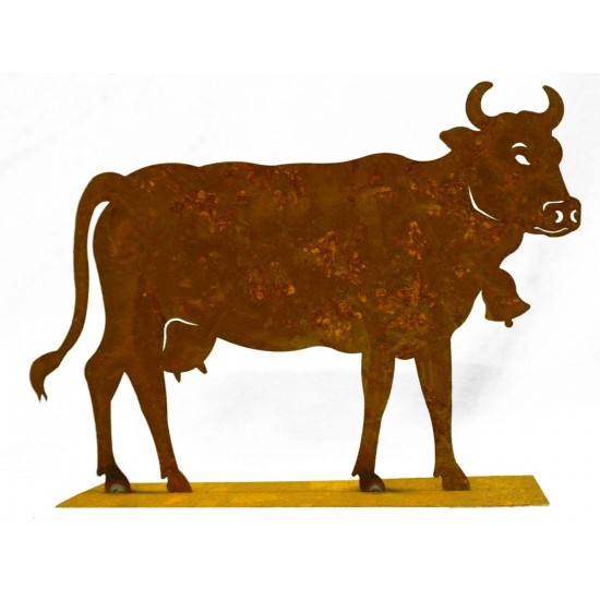 Edelrost Kuh klein 30 x 20 cm auf Platte Original Allgäuer Rostkuh