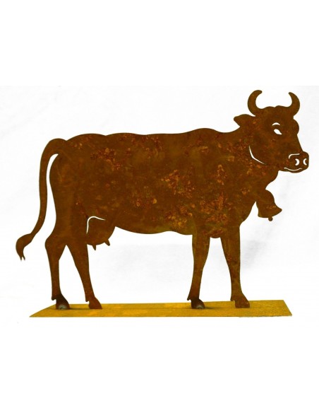 Edelrost Kuh klein 30 x 20 cm auf Platte Original Allgäuer Rostkuh