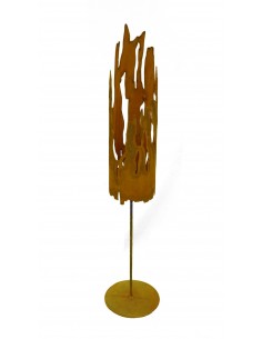 Edelrost Windlicht Treibholz / Fackel auf Stab mit Platte