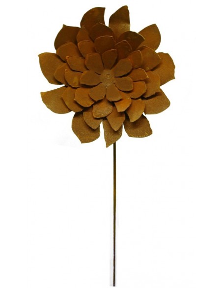 Dahlie Gartenstecker Ø 25 cm  mit Stab 100 cm Edelrost Blume