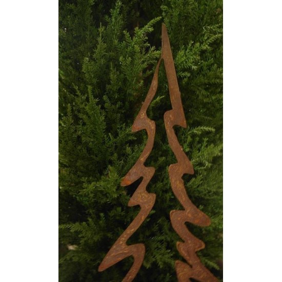 Edelrost Tannenbaum offen 50 cm hoch auf Platte