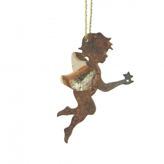 Edelrost Schutzengel 4er Set Himmelsboten mit Holzflügel