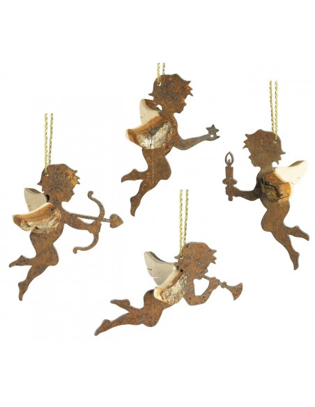 Edelrost Schutzengel 4er Set Himmelsboten mit Holzflügel