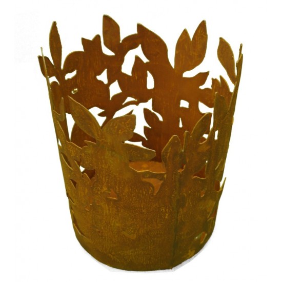 Edelrost Blatt Windlicht 30 cm Durchmesser