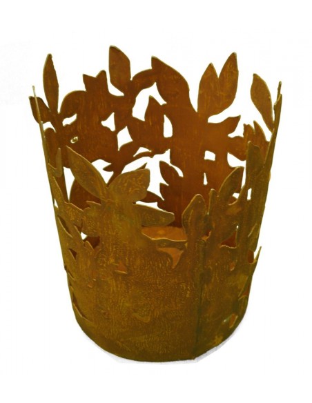 Edelrost Blatt Windlicht 30 cm Durchmesser