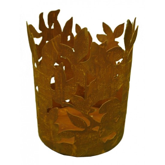 Edelrost Blatt Windlicht 30 cm Durchmesser