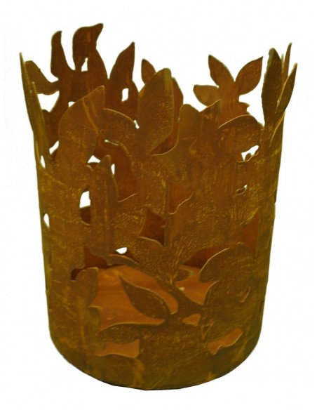 Edelrost Blatt Windlicht 30 cm Durchmesser