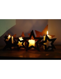 Deko Sternenband aus Edelrost doppelt auf Platte 40 cm breit 2