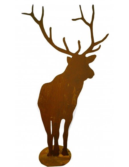 Hirsch von vorne, 3mm Stahl, H 190 cm, B 100 cm, mit Platte