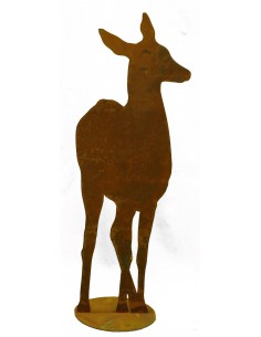 Edelrost Reh von vorne, H 80cm B 30cm, mit Platte