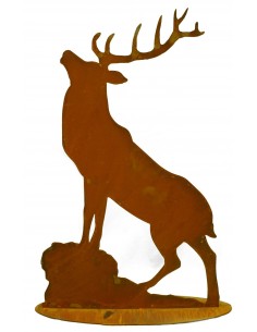 Hirsch röhrend auf Platte H 65cm, B 40cm