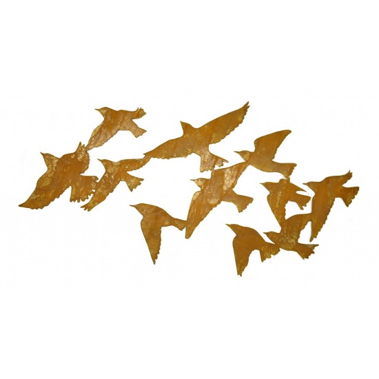 Edelrost Wandbild Vogel Schwarm "Flock of Birds"  100 cm lang
