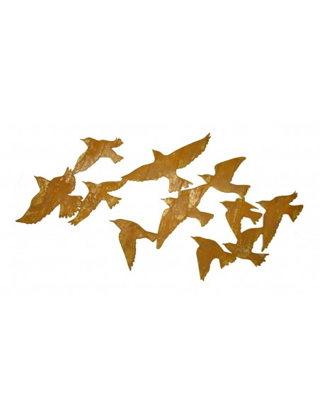 Edelrost Wandbild Vogel Schwarm "Flock of Birds"  100 cm lang Edelrost Wandbild Vogel Schwarm "Flock of Birds"  100 cm lang