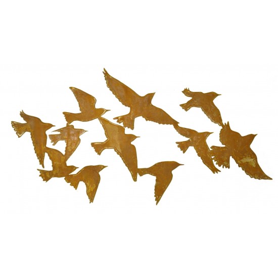 Edelrost Wandbild Vogel Schwarm "Flock of Birds"  100 cm lang