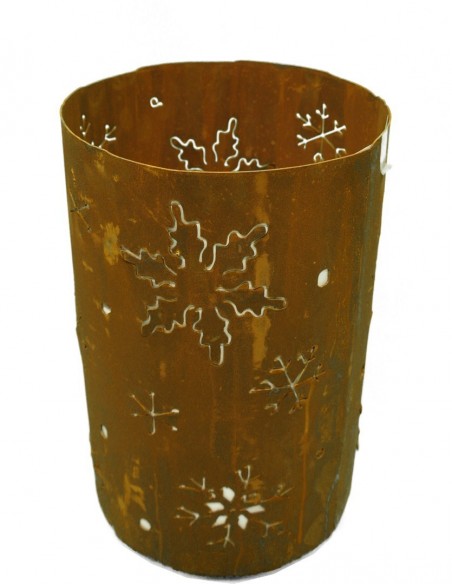 Edelrost Schneeflocken Windlicht 35 cm hoch