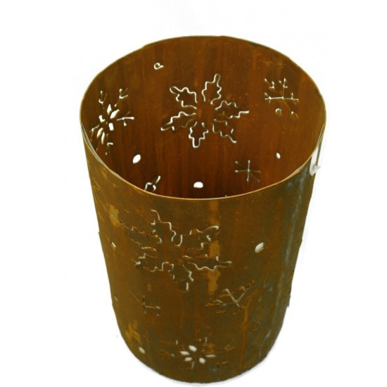 Edelrost Schneeflocken Windlicht 35 cm hoch
