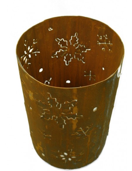 Edelrost Schneeflocken Windlicht 35 cm hoch