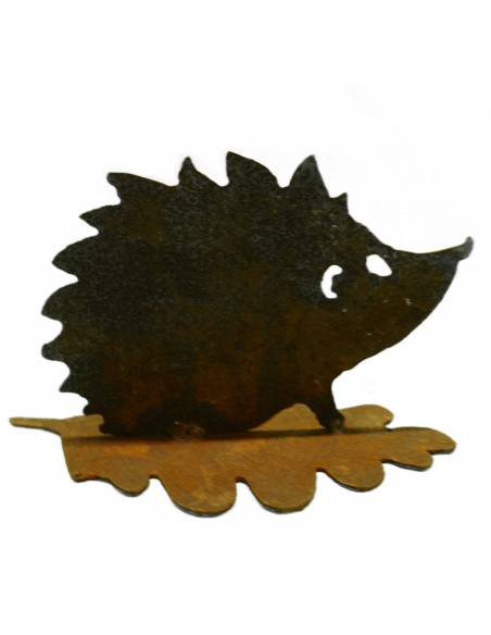 Rost Igel auf Eichenblatt h 10cm
