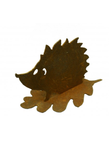 Rost Igel auf Eichenblatt h 10cm
