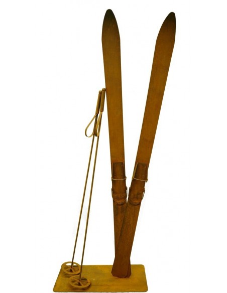 Deko Skier 160 cm lang inkl. Stöcke 4tlg. Rost Ski