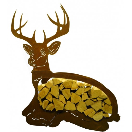 Edelrost Holzregal liegender Hirsch