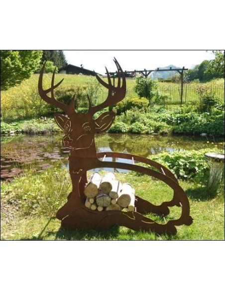 Edelrost Holzregal liegender Hirsch