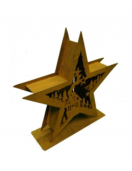 XXL Windlicht Stern doppelt mit Winterlandschaft 53 cm Durchmesser