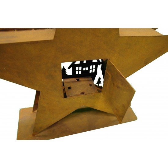 XXL Windlicht Stern doppelt mit Winterlandschaft 53 cm Durchmesser