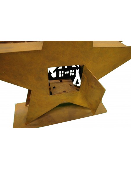 XXL Windlicht Stern doppelt mit Winterlandschaft 53 cm Durchmesser