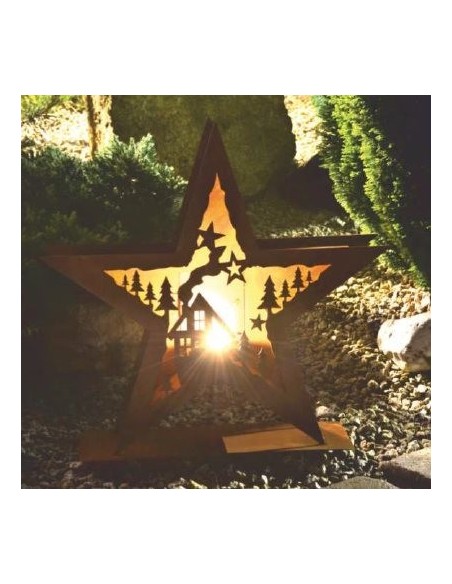 XXL Windlicht Stern doppelt mit Winterlandschaft 53 cm Durchmesser