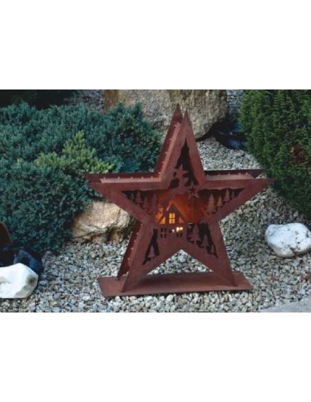 XXL Windlicht Stern doppelt mit Winterlandschaft 53 cm Durchmesser