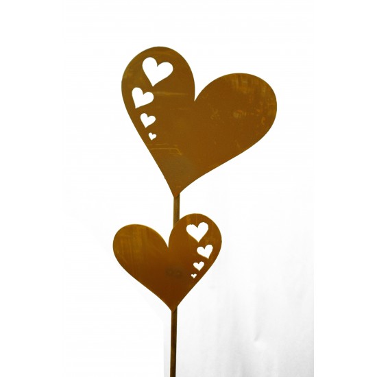 Herzstecker 2 Herzen mit Herzauschnitten