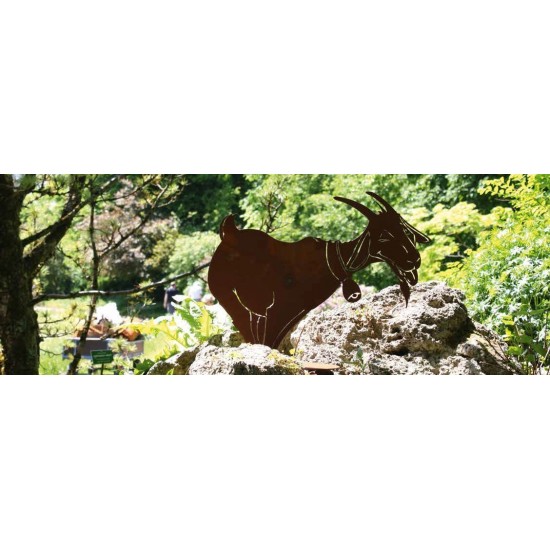 lustige Rost Ziege mit Glocke - groß - 59 cm hoch