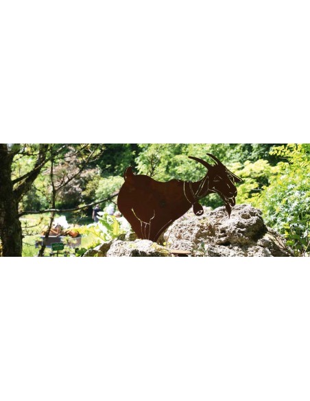 lustige Rost Ziege mit Glocke - groß - 59 cm hoch