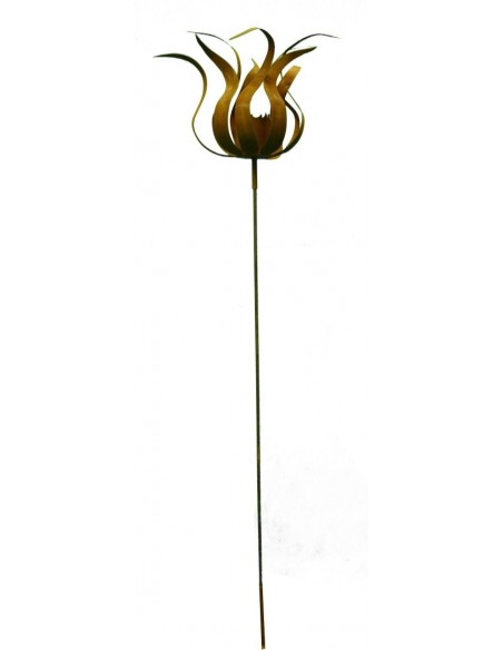 Edelrost Feuerblume "Fiamma" auf Stab, für BG1, H ca.40 cm, Stab 100 cm Saremo