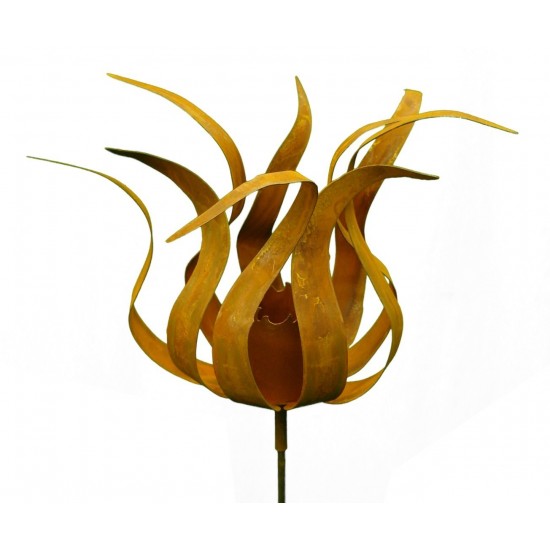 Edelrost Feuerblume "Fiamma" auf Stab, für BG1, H ca.40 cm, Stab 100 cm Saremo