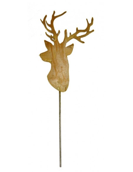 Rost Trophäe Hirschkopf zum Stecken, Höhe 29 cm zzgl. Stab 30 cm Saremo 