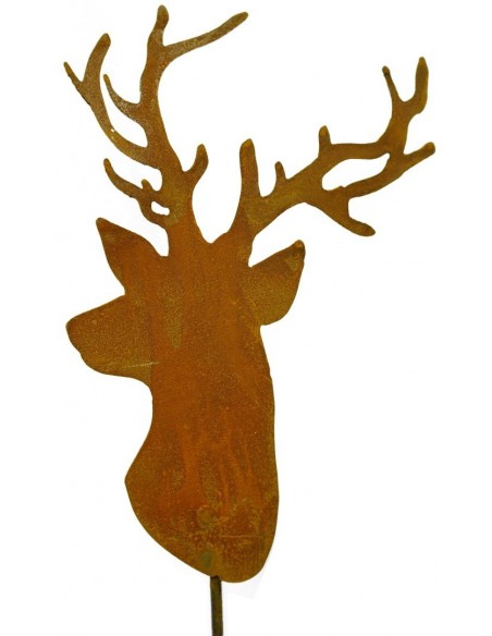 Rost Trophäe Hirschkopf zum Stecken, Höhe 29 cm zzgl. Stab 30 cm Saremo 