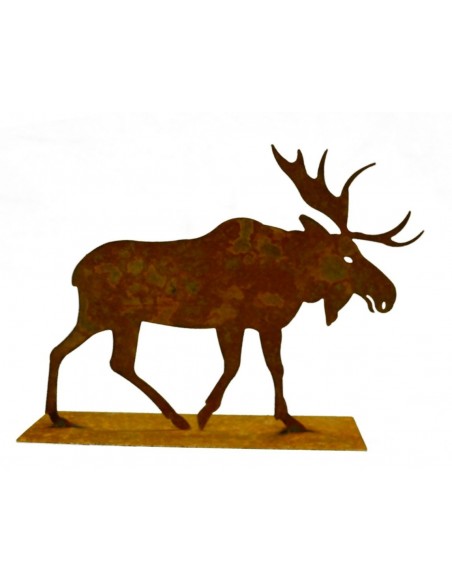 Edelrost Elch klein auf Platte