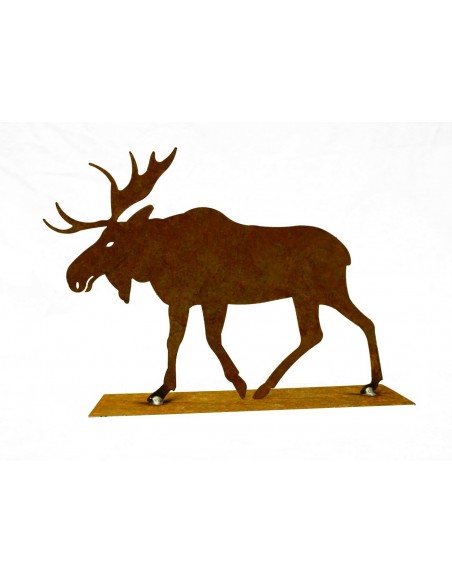 Edelrost Elch klein auf Platte