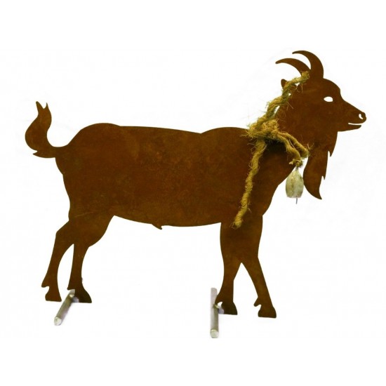 Edelrost Ziege mit Glocke 50 cm  - Mittel mit Querstangen