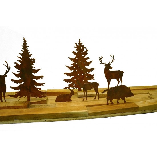 Edelrost WildStecker Set, 10 Tiere bis 16cm cm zum Einschlagen in Holz  Artikel WiStSet Hirsch und Rehe