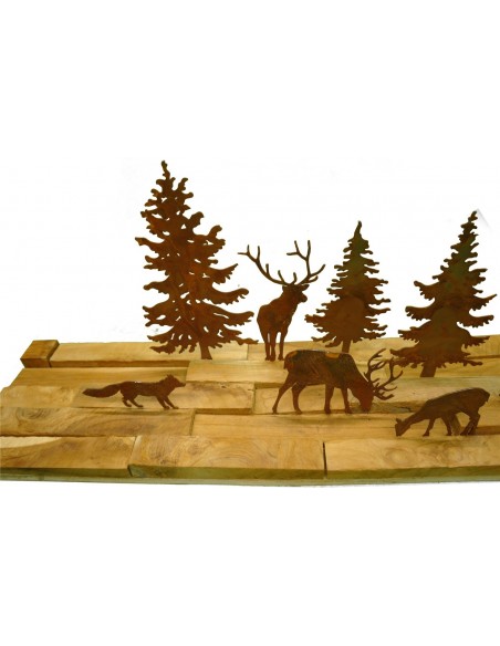Edelrost WildStecker Set, 10 Tiere bis 16cm cm zum Einschlagen in Holz  Artikel WiStSet Hirsch und Rehe