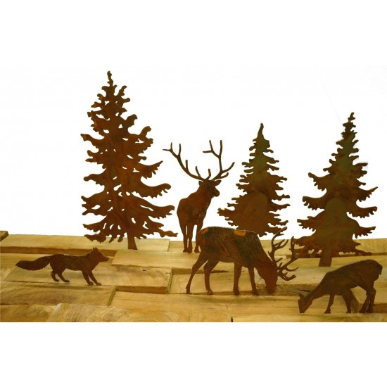 Edelrost WildStecker Set, 10 Tiere bis 16cm cm zum Einschlagen in Holz  Artikel WiStSet Hirsch und Rehe