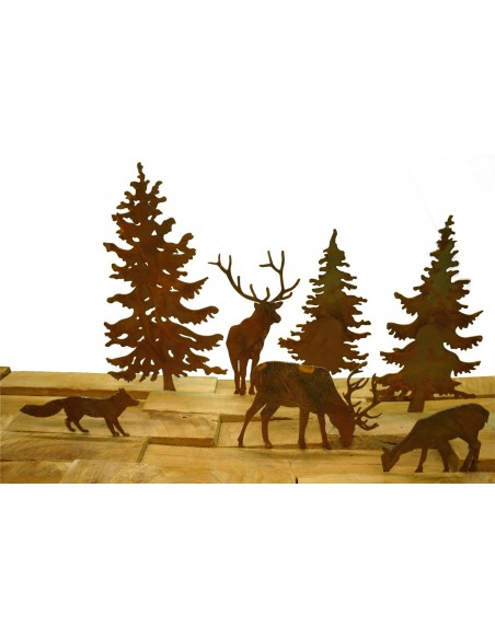 Edelrost WildStecker Set, 10 Tiere bis 16cm cm zum Einschlagen in Holz  Artikel WiStSet Hirsch und Rehe