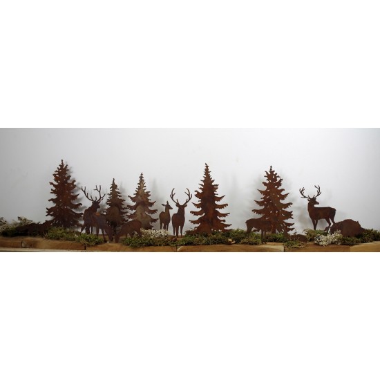 Edelrost WildStecker Set, 10 Tiere bis 16cm cm zum Einschlagen in Holz  Artikel WiStSet Hirsch und Rehe