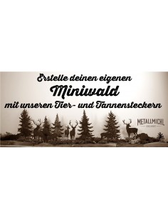 Mni Wald komplet Stcker Set, 10 Tiere und 5 Bäume zum Einschlagen in Holz