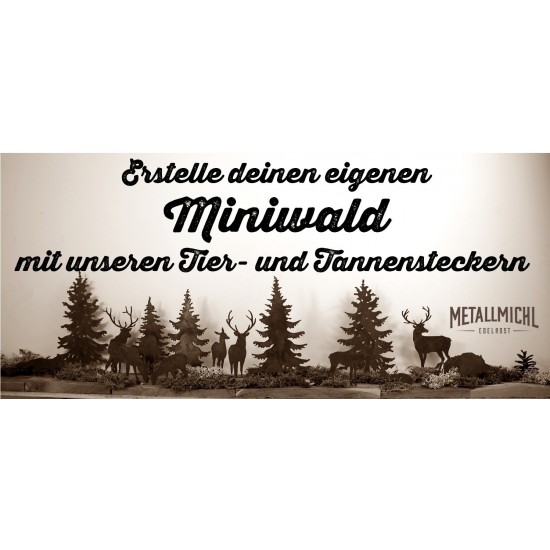 Mni Wald komplet Stcker Set, 10 Tiere und 5 Bäume zum Einschlagen in Holz