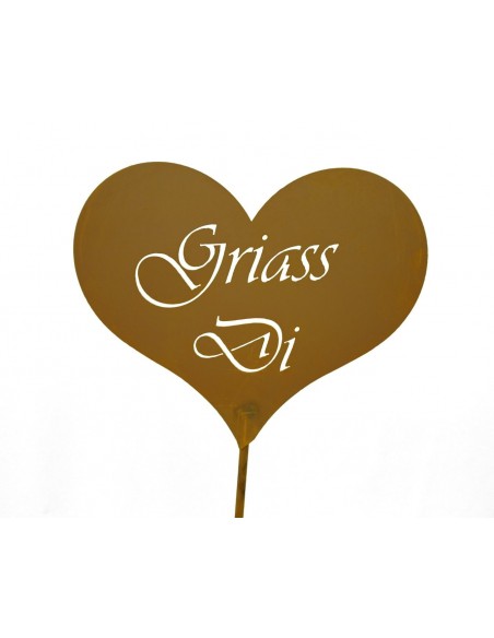 Griass Di Herz auf Stab 100 cm (moderne Schrift) 